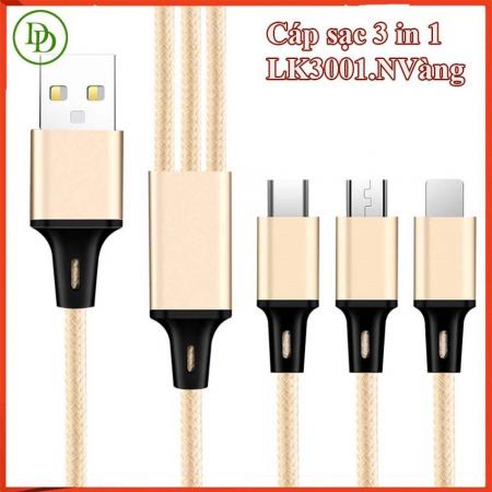 Dây sạc 3 đầu sạc nhanh LK3002